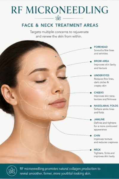 Image of where you can have RF Micorneedling Skin tightening Warrington on the face