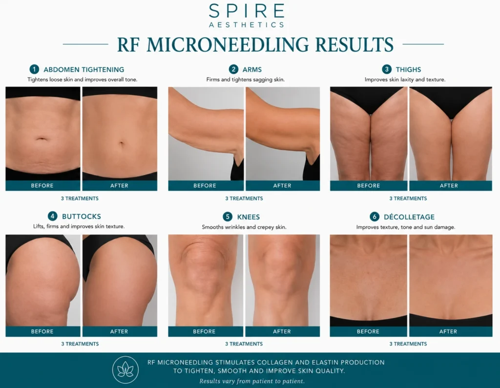 before and after RF microneedling skin tightening results Warrington on the body