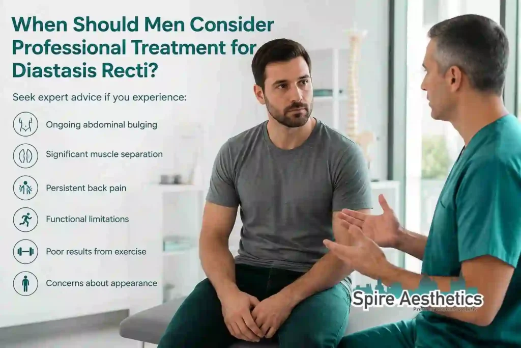 When Should Men Consider Professional Treatment for Diastasis Recti Warrington?